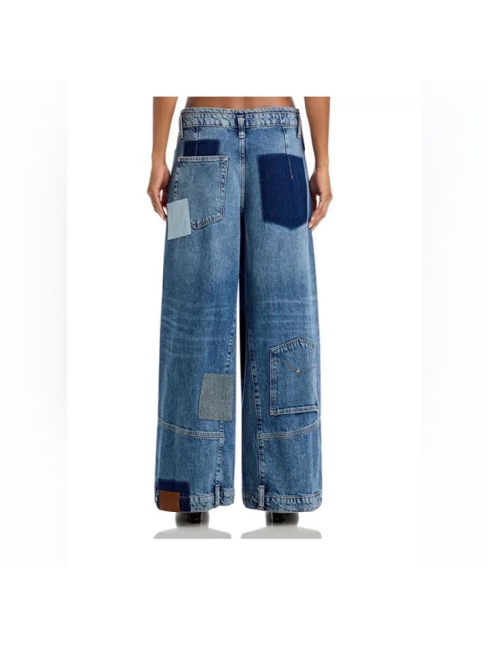 NEW Free People We The Free Head Over Heels Patchwork Wide Leg Denim Jeans 26 - Picture 9 of 16